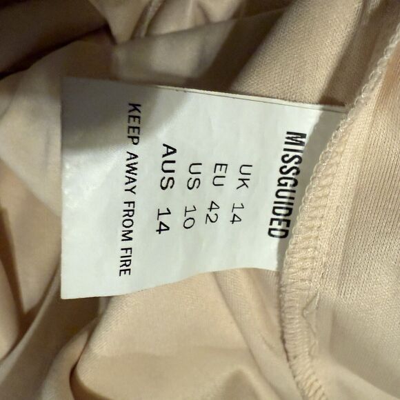 Missguided Nude Mini Dress Deep V Neck Womens Size 10 - Picture 12 of 13